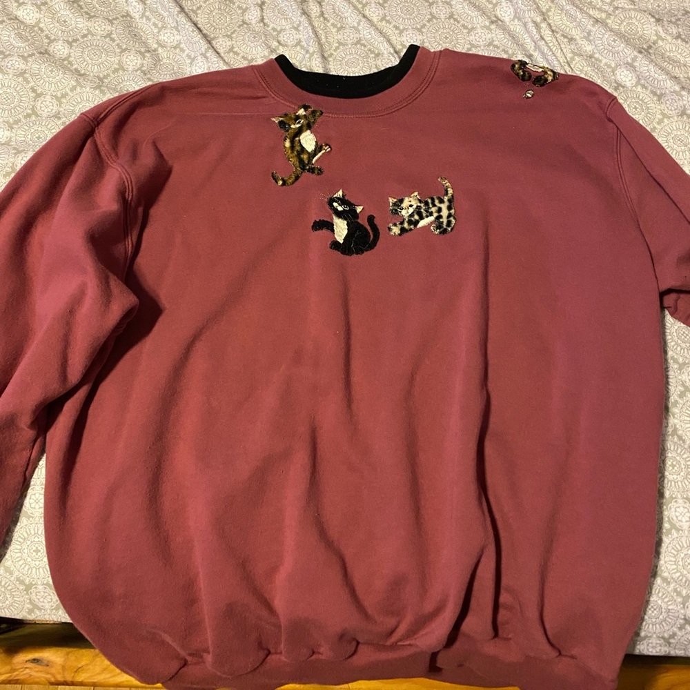 grandma cat sweater vintage